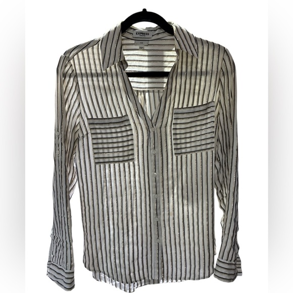 Express Black and White Casual Button Down Shirt - Picture 1 of 7